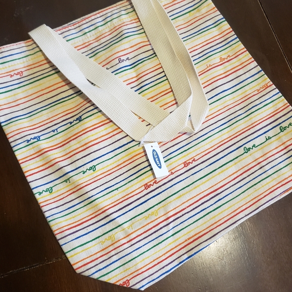 Old Navy Rainbow Stripes Reusable Canvas Tote - Picture 2 of 4